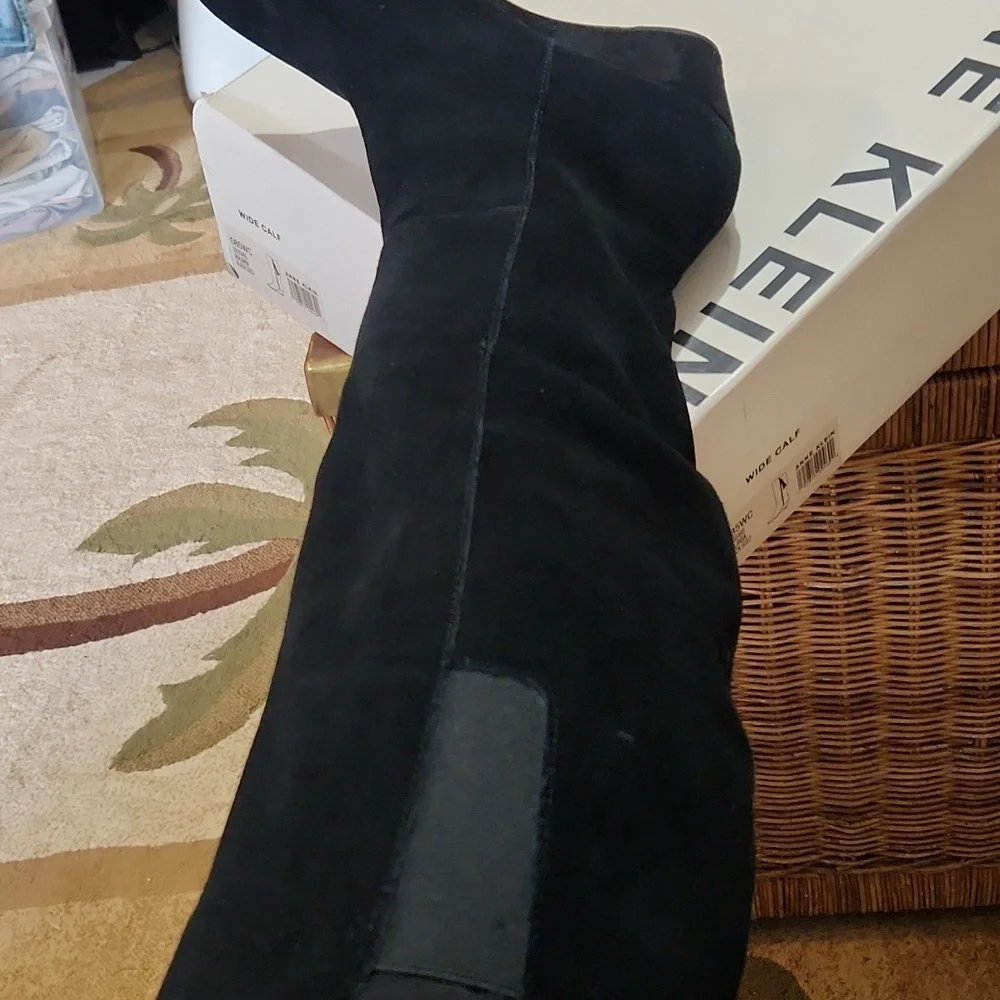 Anne Klein wide calf suede Wedge knee high boots In Box